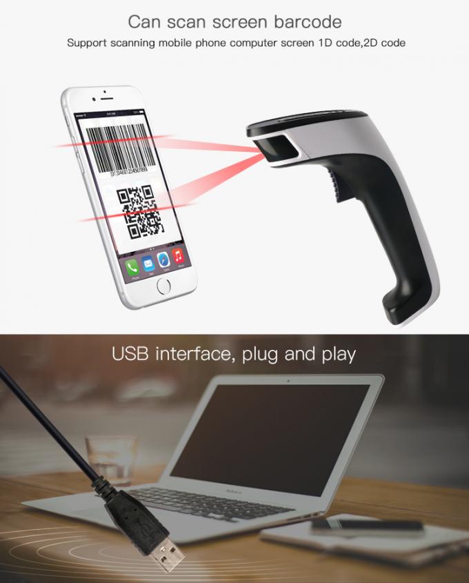 1D lettore di codici a barre tenuto in mano senza fili Bluetooth 2.4G 3 in 1 capacità della batteria 1600mAh
