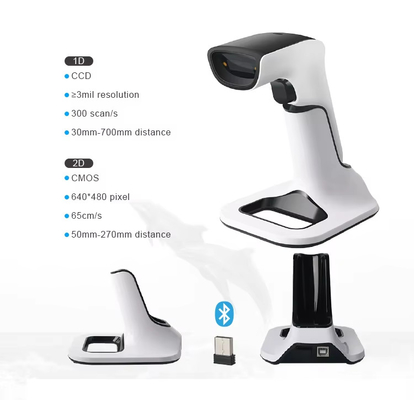 2200mAh 2D Bluetooth QR Code Reader E Wireless 2.4G Image Barcode Scanner DS6510B-M9 Con supporto di ricarica