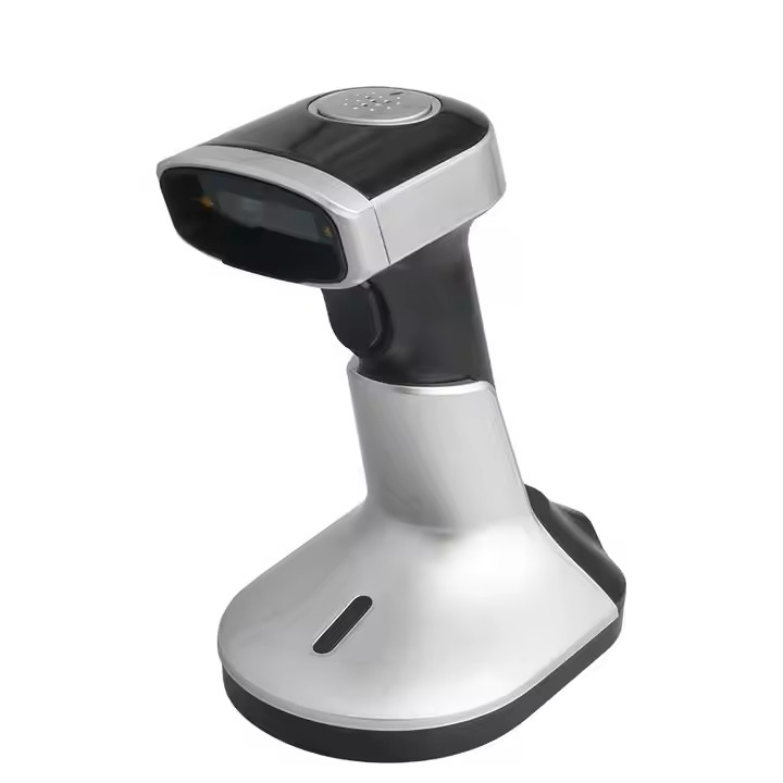 Scanner di codici a barre wireless Bluetooth per dispositivi mobili lettore di codici QR 2D con supporto di ricarica